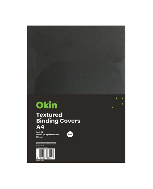 Okin Binding Covers A4 Black 250gsm, Pack of 20
