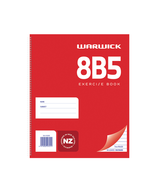 NOTEBOOK WARWICK 8B5 SPIRAL 7MM RULED 50LF