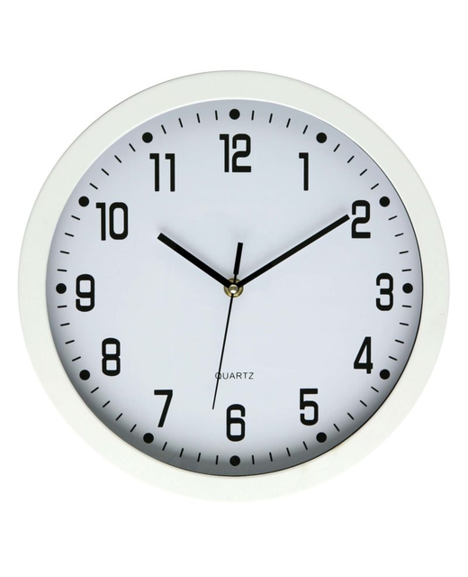 Dixon Clock Wall Round Glass Face White 30cmx30cm