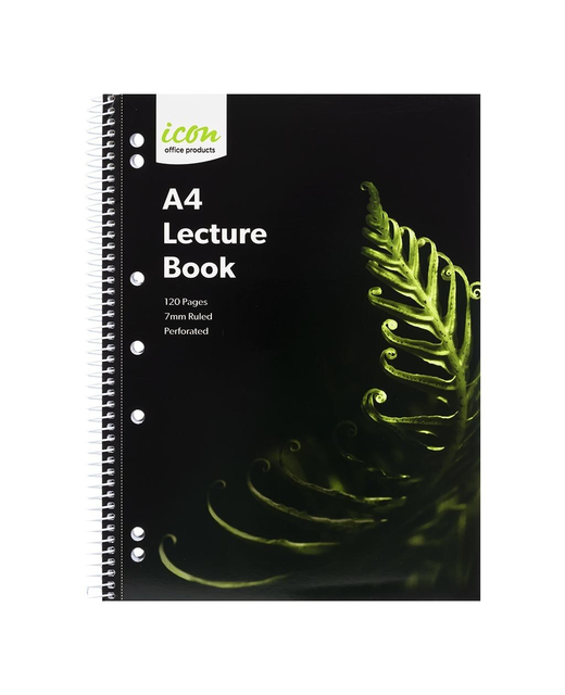 ICON SPIRAL LECTURE NOTEBOOK A4 SOFT COVER 120Pgs