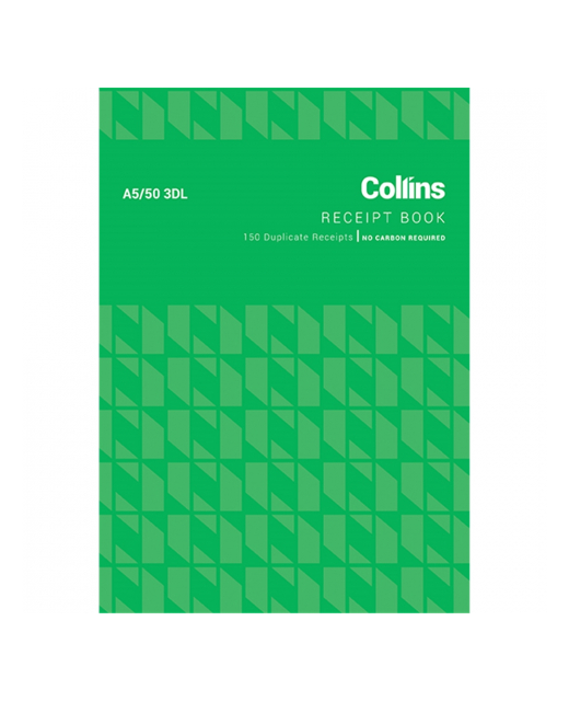COLLINS CASH RECEIPT A5/50 3DL DUPLICATE