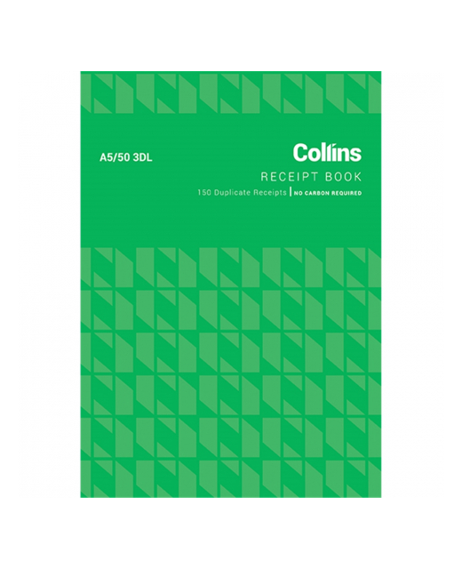 COLLINS CASH RECEIPT A5/50 3DL DUPLICATE