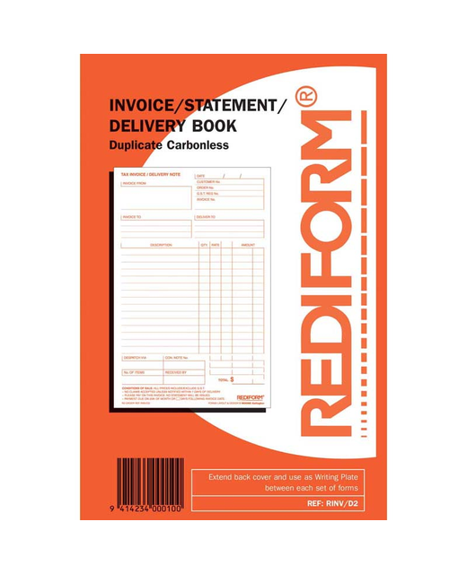 Rediform Book R/Inv/D2 Invoice Statement Delivery Duplicate 50 Leaf