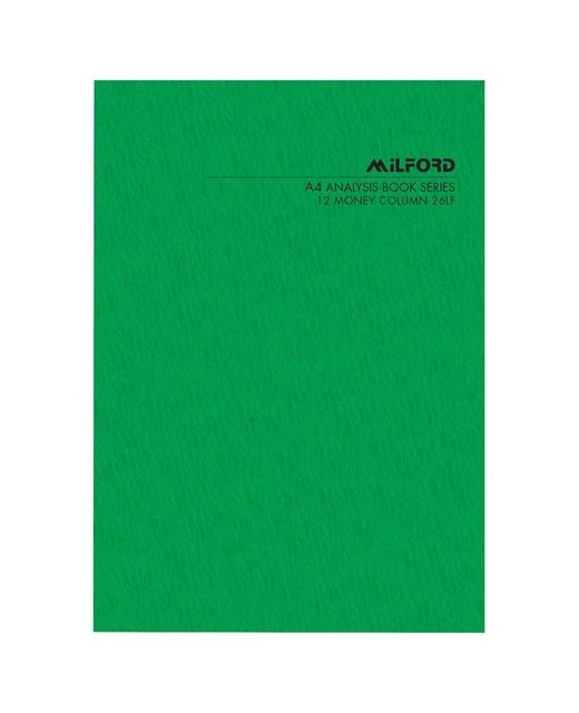Milford FSC Mix 70% A4 12 Money Column 26 Leaf Limp Analysis Book