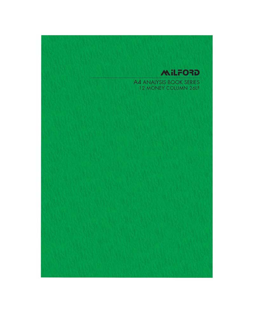 Milford FSC Mix 70% A4 12 Money Column 26 Leaf Limp Analysis Book
