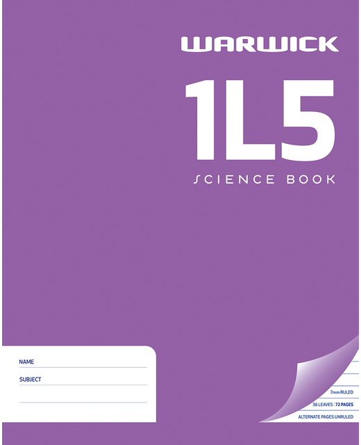 EXERCISE BOOK WARWICK 1L5 SCIENCE 36LF