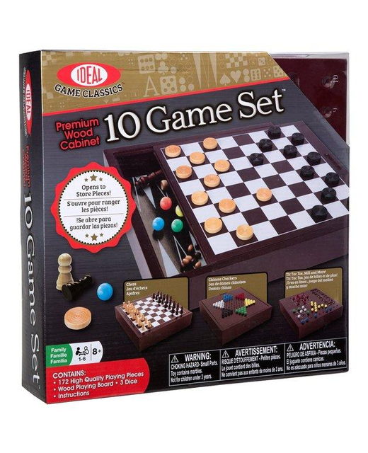 IDEAL GAMES PREMIUM WOOD BOX 10 GAMES SET