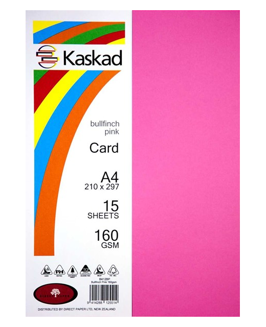 Kaskad A4 160gsm Crd 15pk Bullfinch Pink