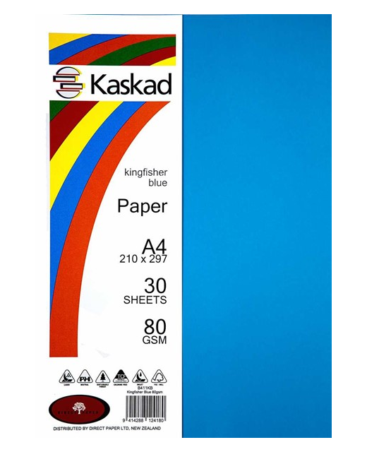 Kaskad A4 80gsm Ppr 30pk Kingfisher Blue