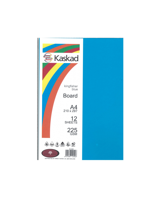 Kaskad A4 225gsm Board 12s Kingfisher Blue