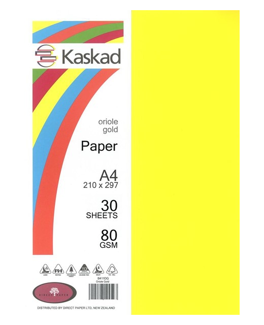 Kaskad A4 80gsm Ppr 30pk Oriole Gold