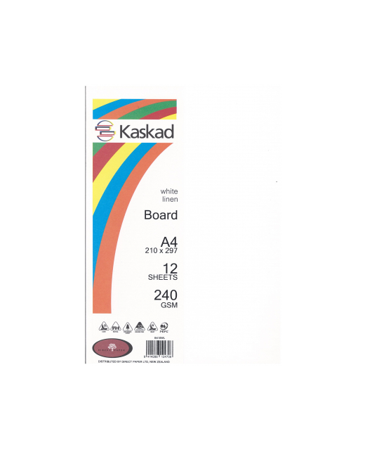 Kaskad A4 240gsm Board 12sheets White Linen
