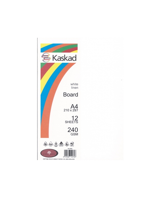 Kaskad A4 240gsm Board 12sheets White Linen