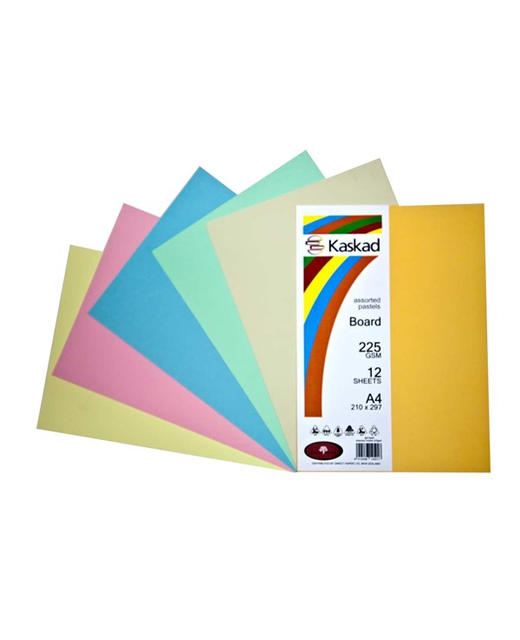 Kaskad A4 225gsm Board 12s Asst Pastels