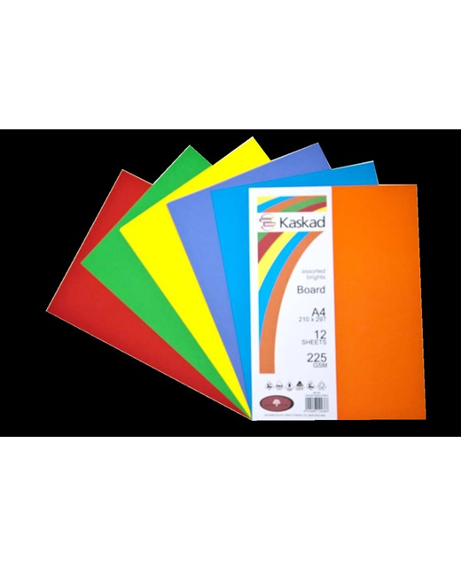 Kaskad A4 225gsm Board 12s Asst Brights