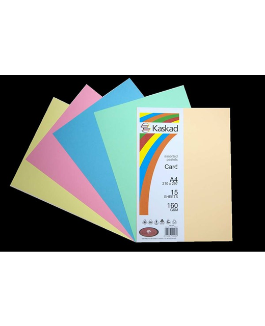 Kaskad A4 160gsm Card 15pk Asst Pastels