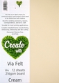 CARDBOARD VIA FELT 216GSM A4 12PACK CREAM