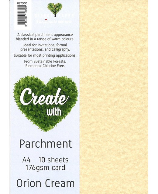 CARD PARCHMENT A4 176GSM ORION CREAM 10