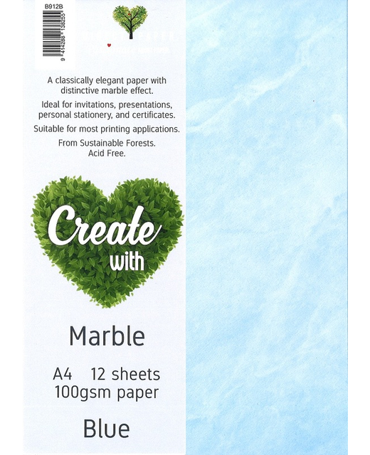 PAPER MARBLED A4 100GSM BLUE 12PK