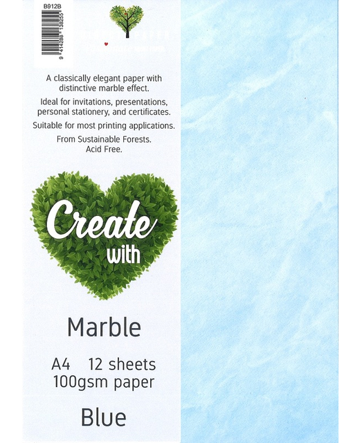 PAPER MARBLED A4 100GSM BLUE 12PK