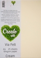 VIA FELT A4 104GSM  PAPER 25 SHEETS CREAM