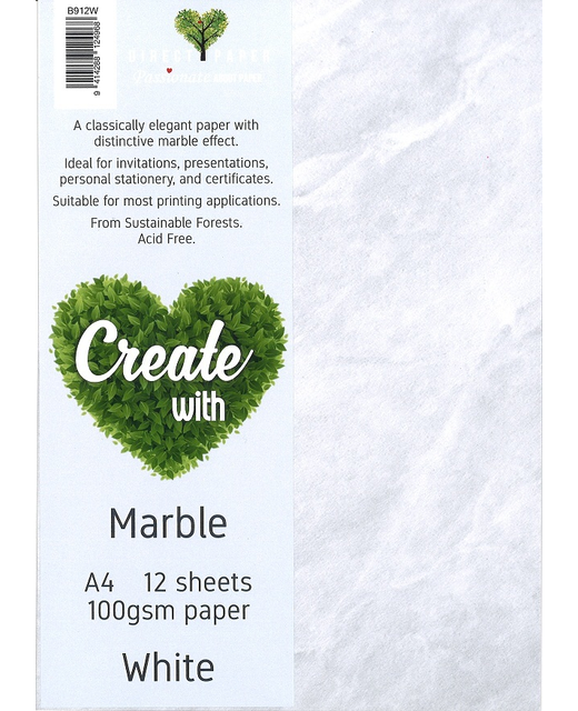 PAPER MARBLED A4 100GSM WHITE 12PK