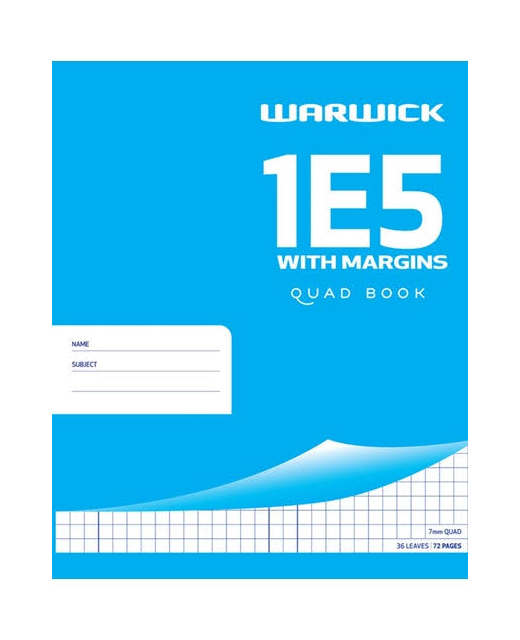 EXERCISE BOOK WARWICK 1E5 7MM W/MARGIN 36LF