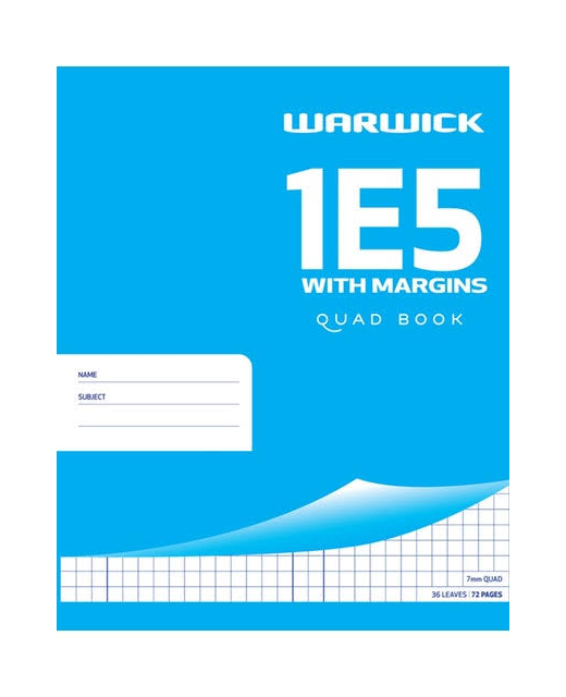 EXERCISE BOOK WARWICK 1E5 7MM W/MARGIN 36LF