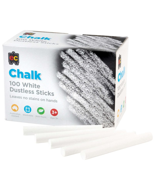 Chalk  Ec White Dustless 100 Pack