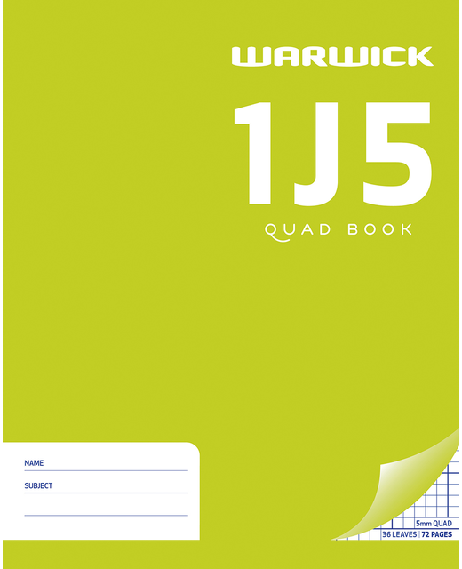 EXERCISE BOOK WARWICK 1J5 5MM QUAD 36LF