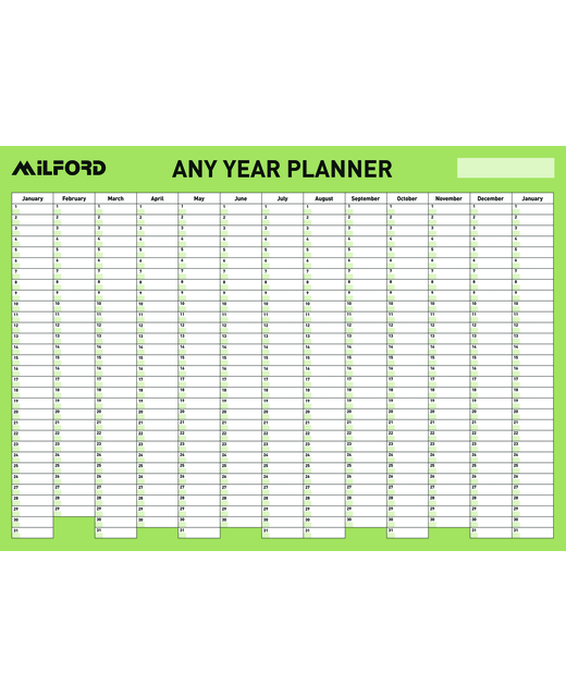 Milford Any Year Planner Laminated 695x995  Undated