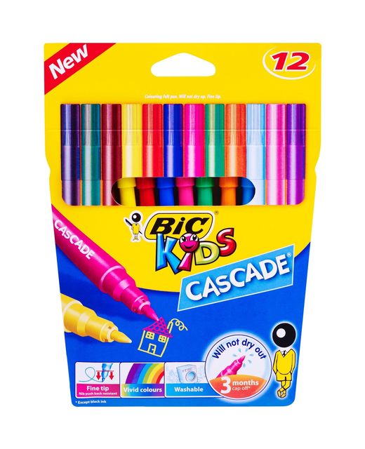 Felt Colouring Pens Bic Kids Cascade Medium 12Pack