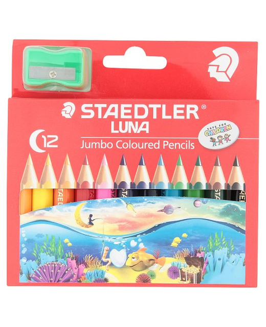 COLOURED PENCIL STAEDTLER LUNA JUMBO PACK 12 HALF SIZE