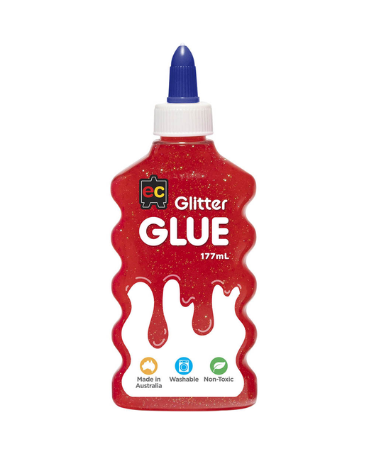 EC GLITTER GLUE 177ml RED StationeryArts & Crafts Onehunga Books