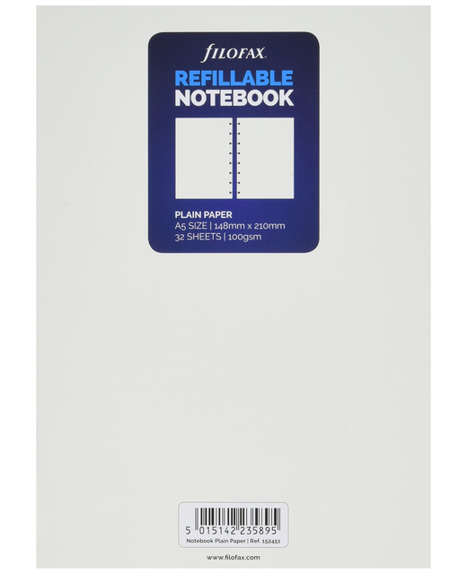 FILOFAX NOTES A5 PLAIN PAPER 32 SHEET REFILL