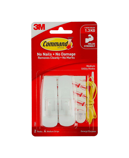 COMMAND HOOK 17001 MEDIUM WHITE PACK OF 2 