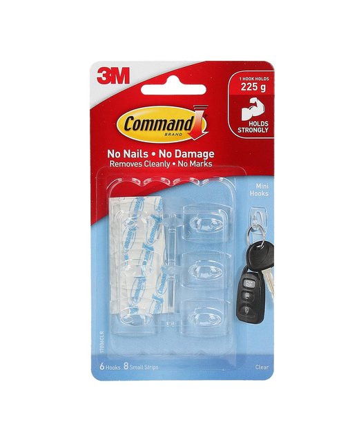 COMMAND HOOK 17006CLR MINI CLEAR PACK OF 6