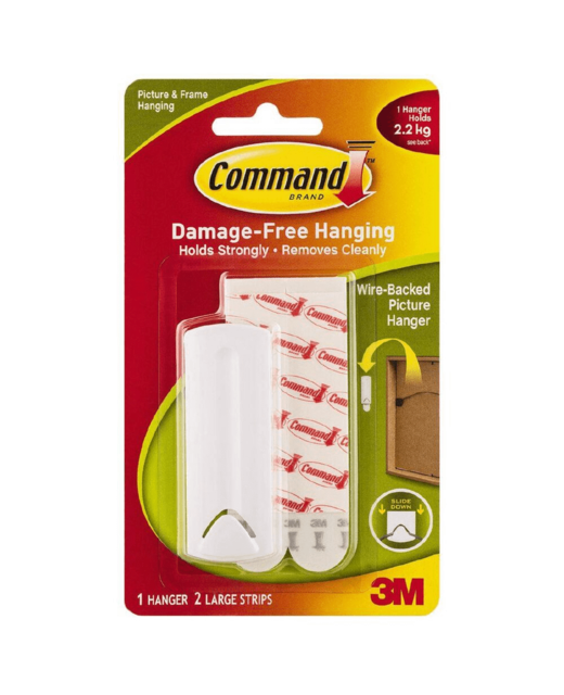 COMMAND PICTURE HANGER 17041 LARGE WHITE WIRE-BACKED PK/1