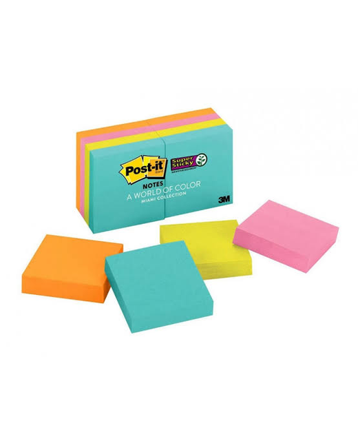 POST-IT SUPER STICKY NOTES MIAMI 48X48MM PKT OF 8