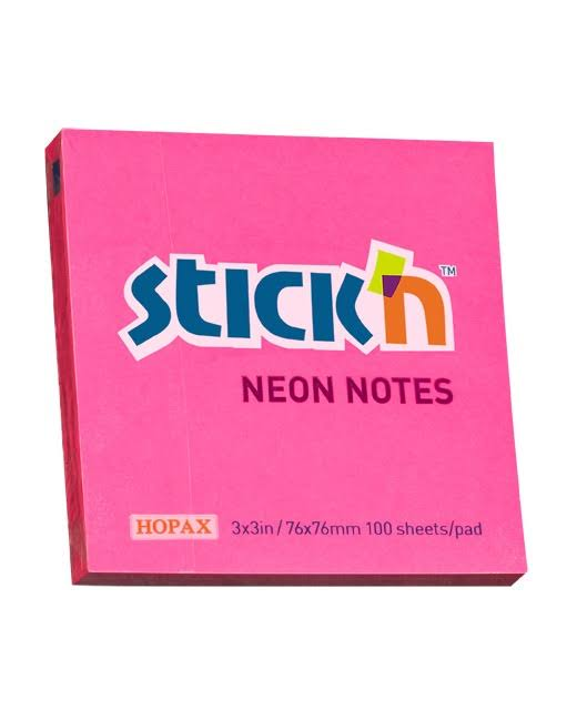 STICKN NOTES 76X76 100SHT NEON MAGENTA
