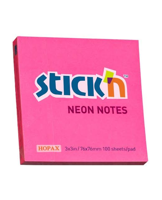 STICKN NOTES 76X76 100SHT NEON MAGENTA