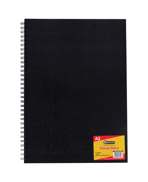 VISUAL DIARY ARTWORX A3 50 LEAF BLACK COVER