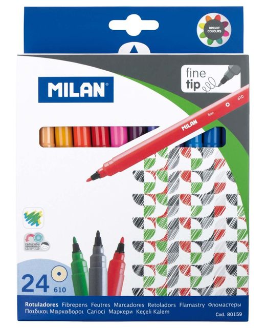 FELT PENS MARKER FINE TIP MILAN PACK OF 24