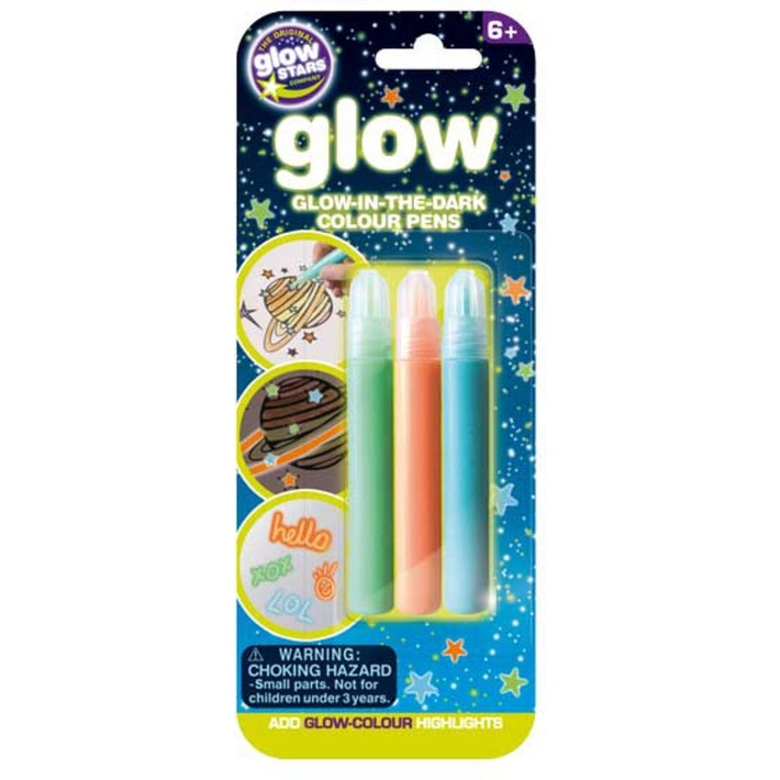 GLOW IN THE DARK COLOUR PENS PACK OF 3 Games & ToysToys Onehunga