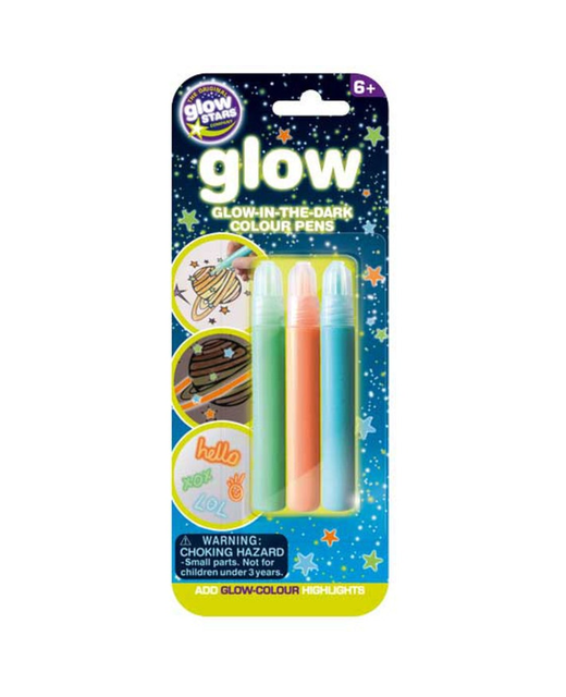 GLOW IN THE DARK COLOUR PENS PACK OF 3