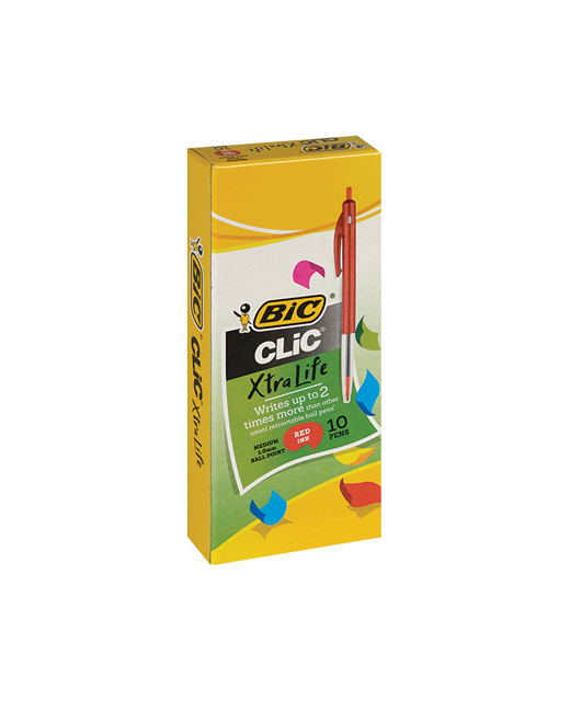 BIC CLIC MEDIUM PEN RED BOX OF 10