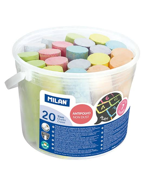 Chalk Milan Non Dust Coloured 20 Pack Jumbo