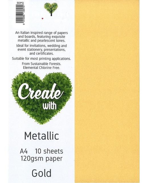 METALLIC PAPER GOLD A4 120GSM 100 SH PACK