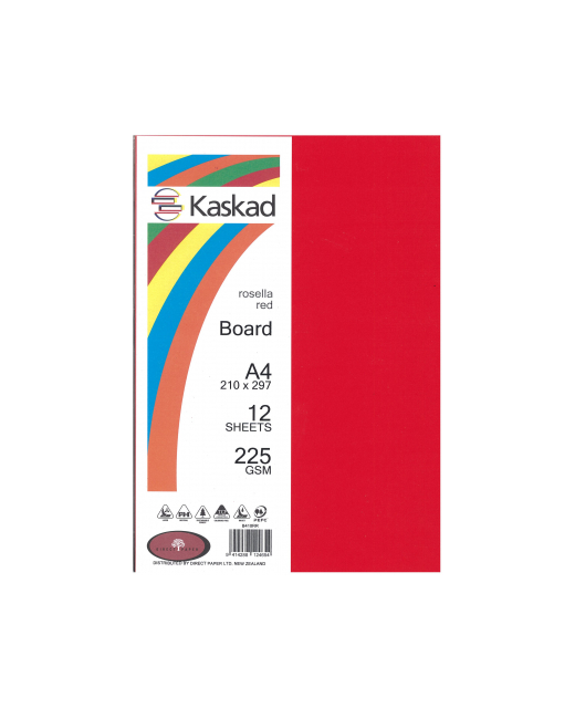 KASKAD A4 250GSM BOARD 12PK ROSELLA RED