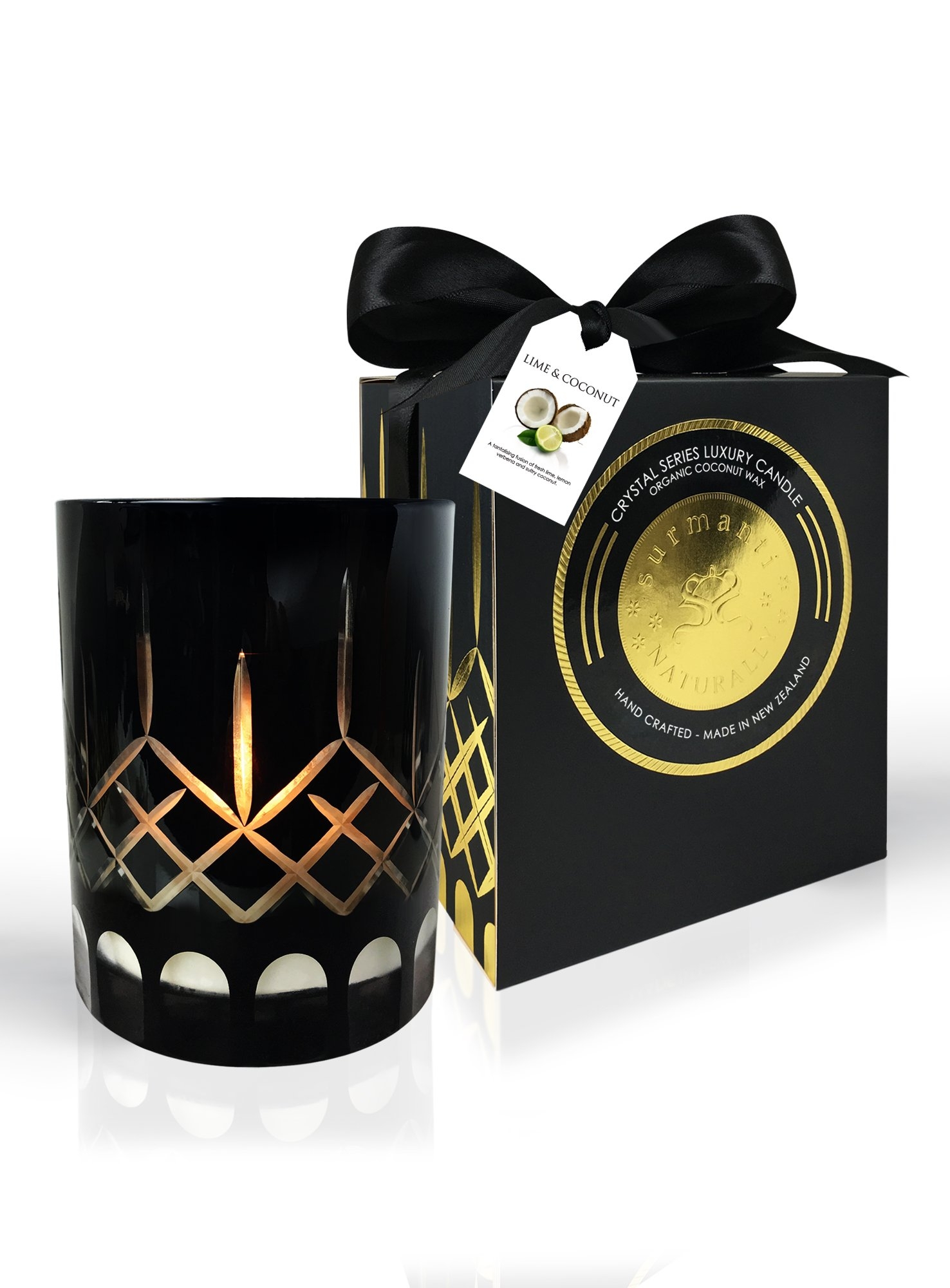 CRYSTAL SERIES ORGANIC COCONUT WAX CANDLE 1275GM LIME&COCONUT - Gifts